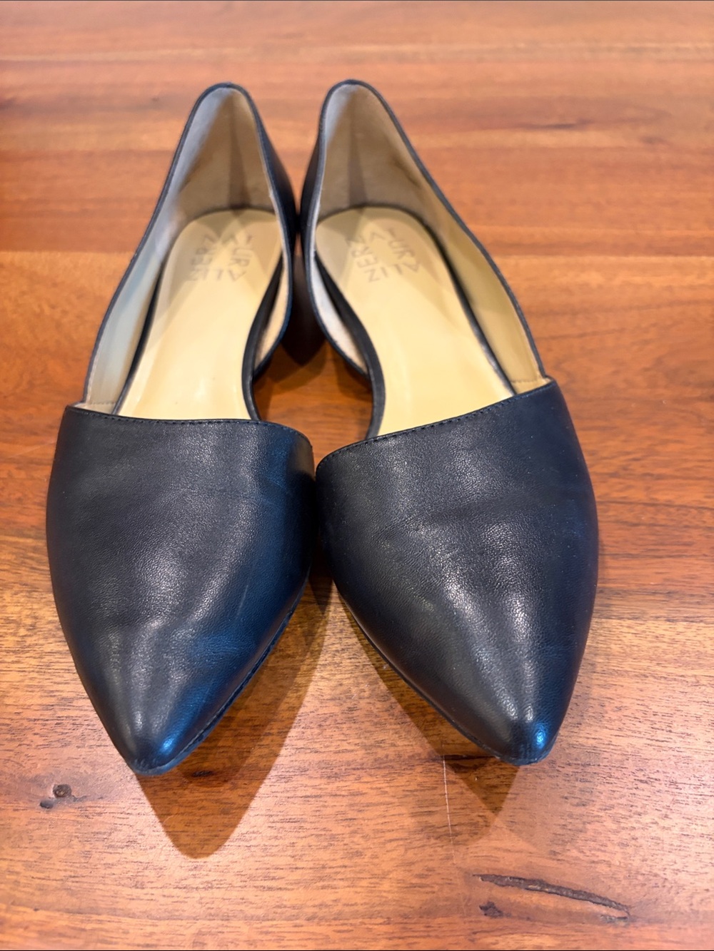 Naturalizer Black Pointed D'Orsay Leather Flats - Picture 5 of 10